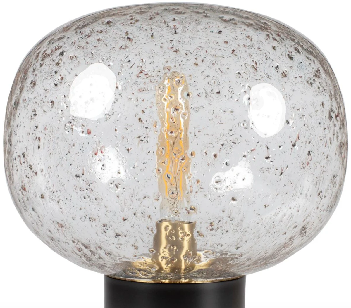 Casa Padrino lámpara de mesa de lujo negro / latón Ø 34 x H. 38 cm - Lámpara de Mesa de Diseño