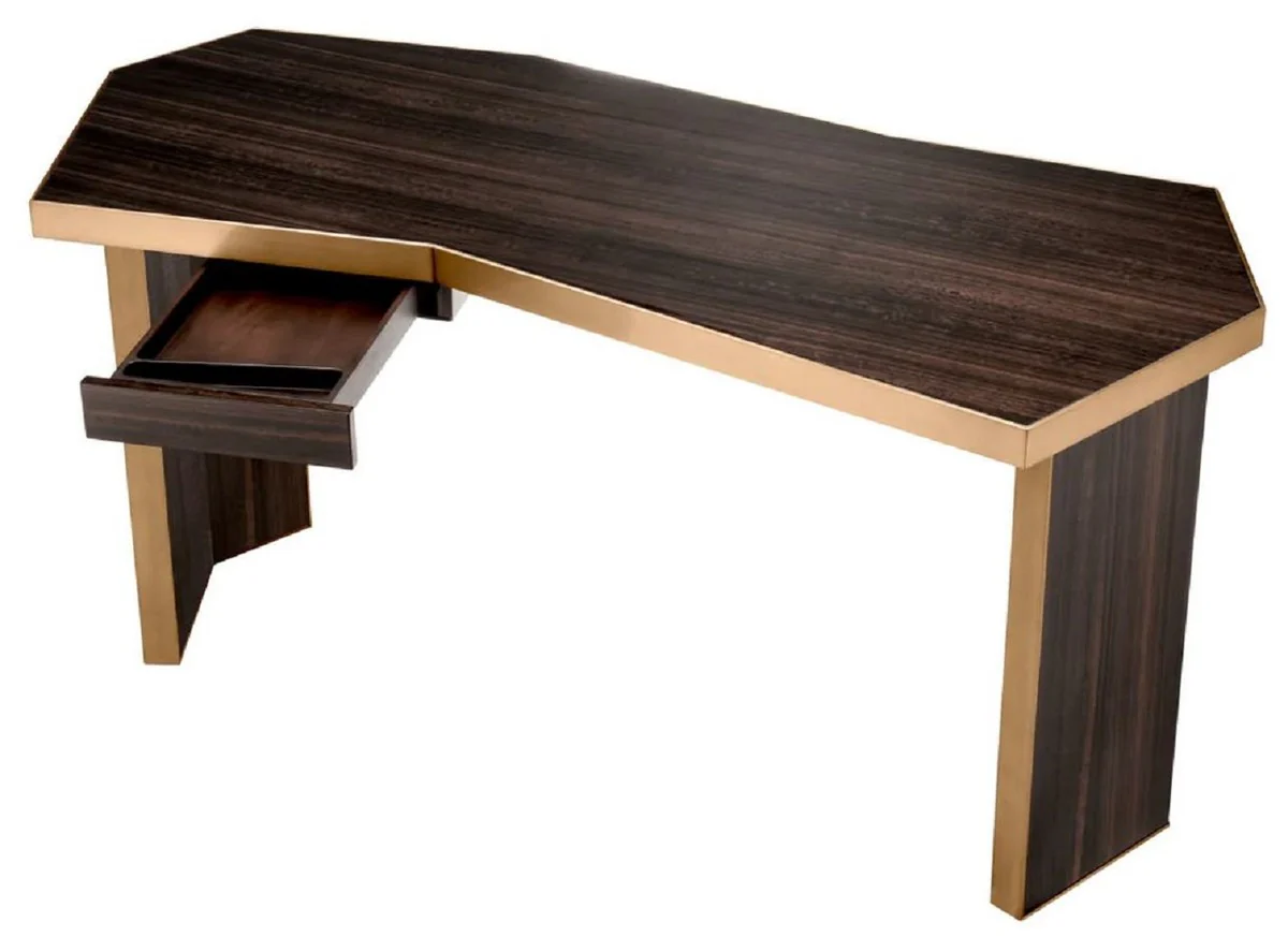 Casa Padrino escritorio de lujo marr¨®n / lat¨®n 106 x 68 x A. 75 cm - Mesa de oficina de madera maciza con caj¨®n - Muebles de oficina - Muebles de lujo - Calidad de lujo