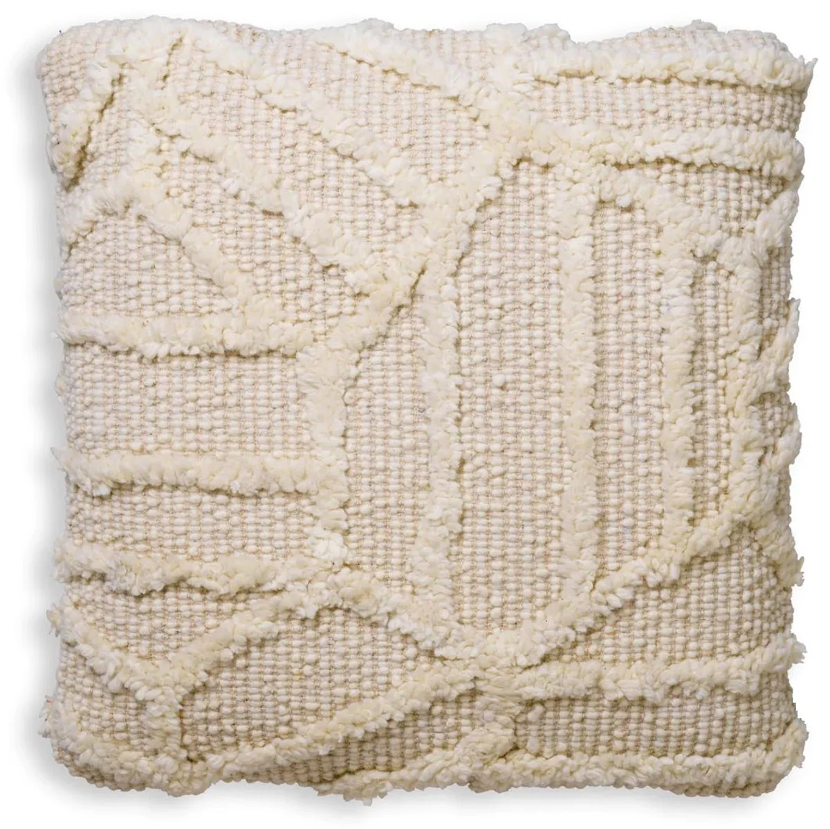 Casa Padrino cojín de lujo marfil 60 x 60 cm - Cojín decorativo de lana tejido a mano - Cojín decorativo cuadrado - Decoración de salón - Accesorios decorativos de lujo - Calidad de lujo