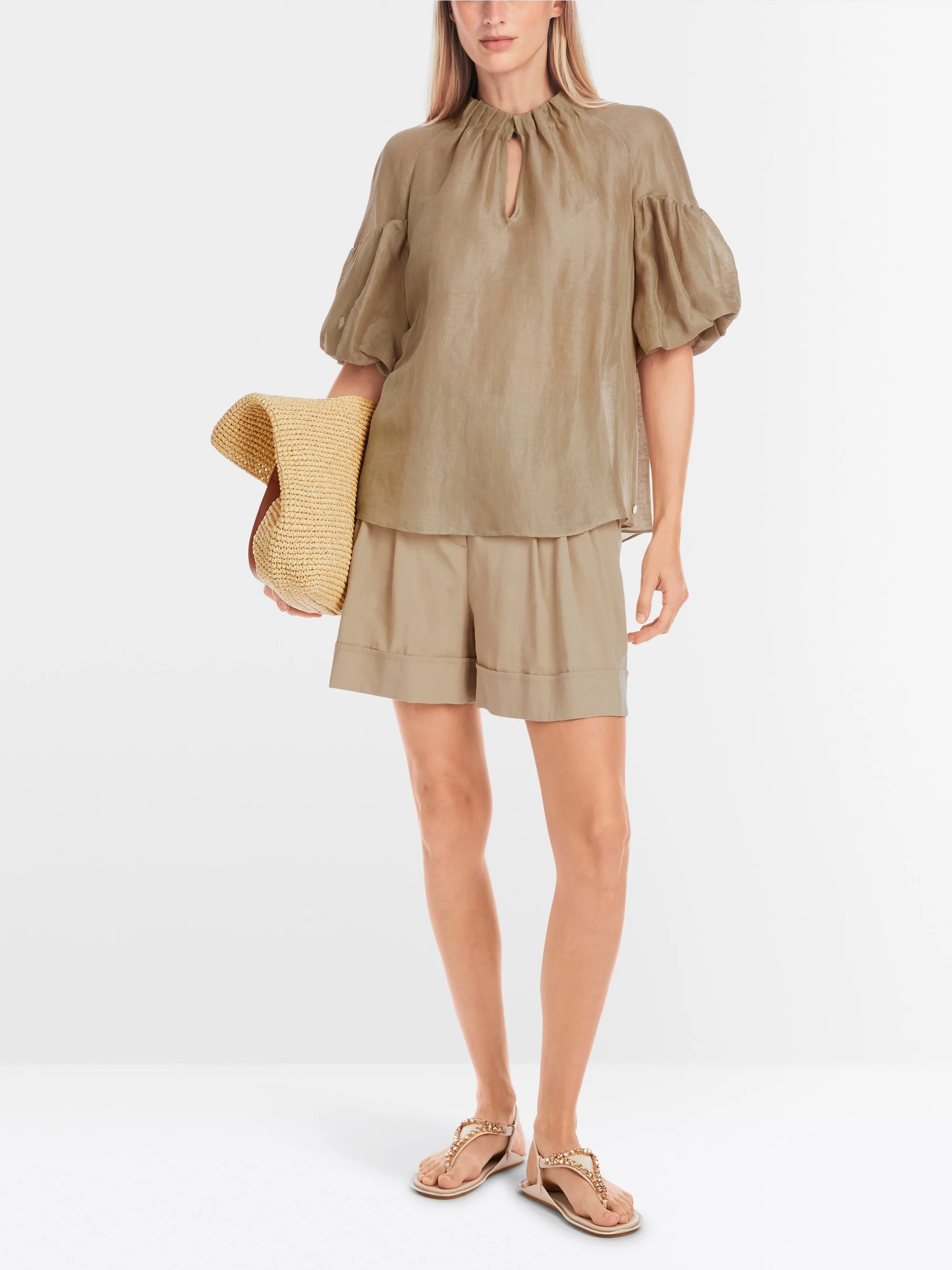 Marc-Cain Plain blouse with balloon sleeves