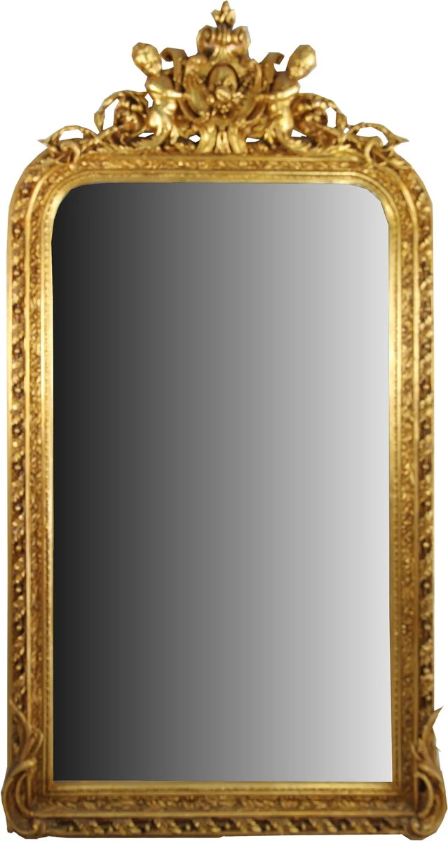 Casa Padrino Baroque Wall Mirror Gold 100 x H. 186 cm - Magn¨ªfico espejo barroco con hermosas decoraciones