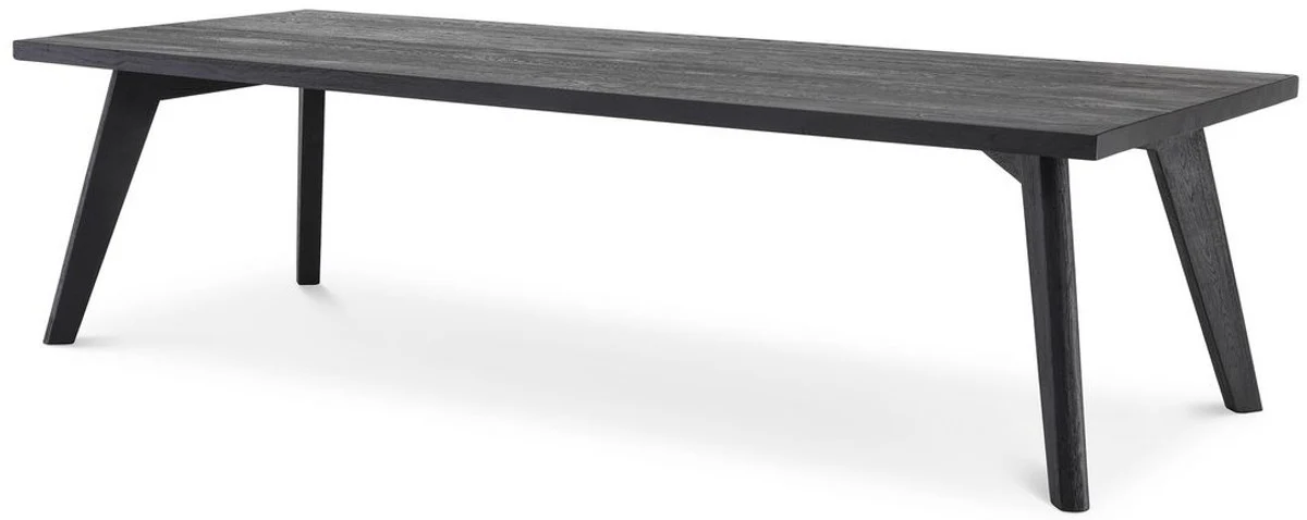 Casa Padrino mesa de comedor de madera maciza de lujo negro 280 x 110,5 x A. 76 cm - Mesa de cocina rectangular de madera de roble - Muebles de comedor de madera maciza - Calidad de Lujo