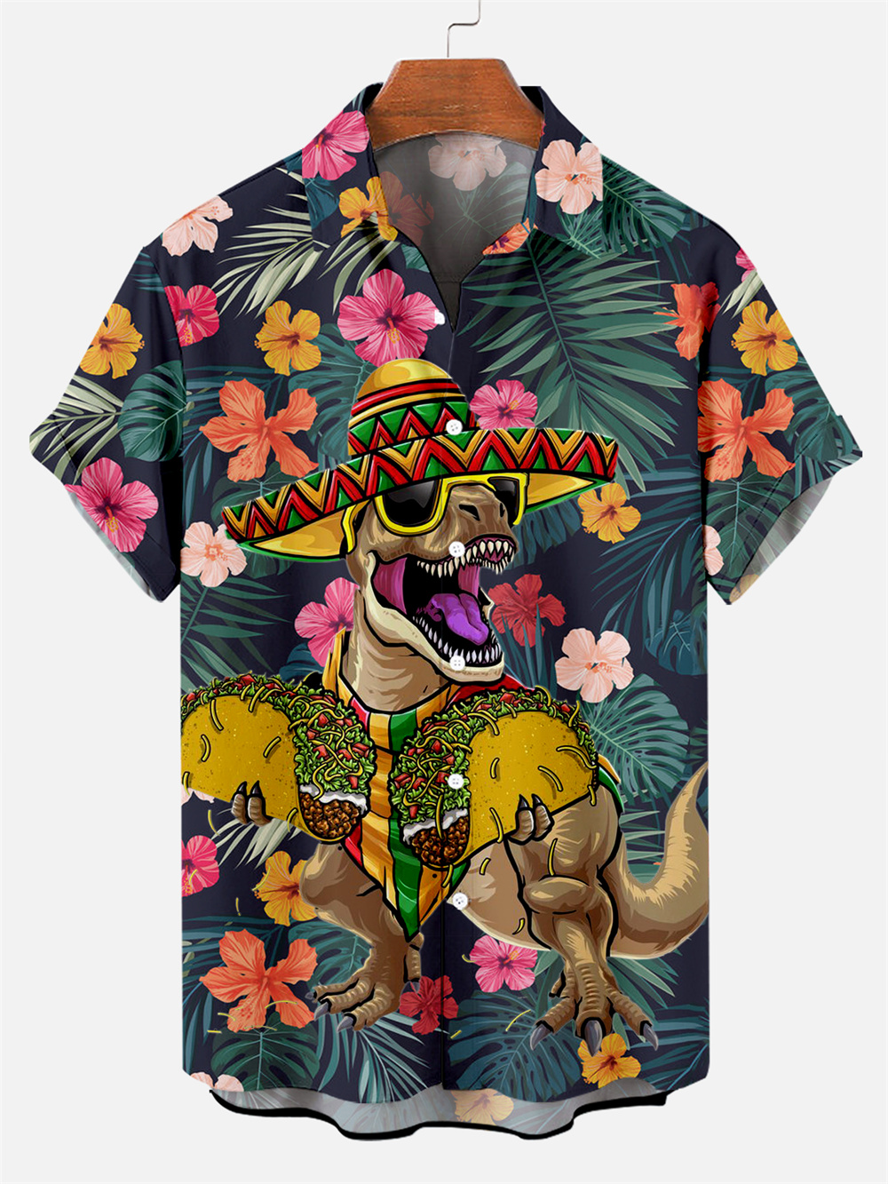 Suitmens Men's Tiki Party Hawaiian Vacation Print Three-Piece Set 029