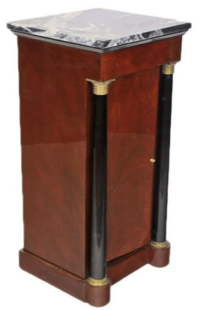 Casa Padrino pilar barroco de caoba con encimera de m¨¢rmol marr¨®n oscuro / negro / oro 40 x 35 x H. 80 cm - Muebles Barrocos