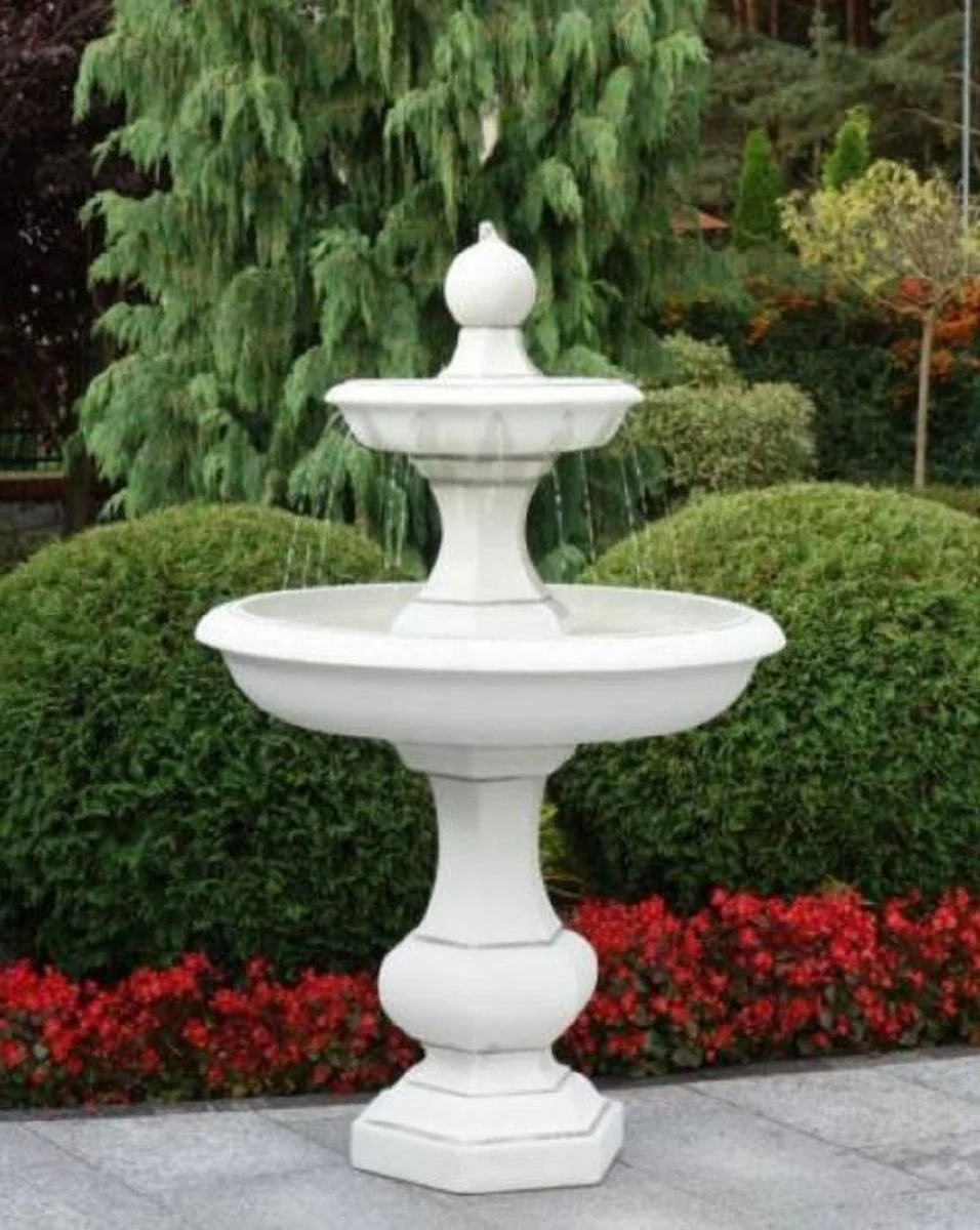 Casa Padrino fuente barroco blanco ? 100 x A. 160 cm - Fuente de jard¨ªn redonda de estilo barroco - Fuente redonda de piedra para decoraci¨®n de jard¨ªn - Decoraci¨®n de jard¨ªn barrocos