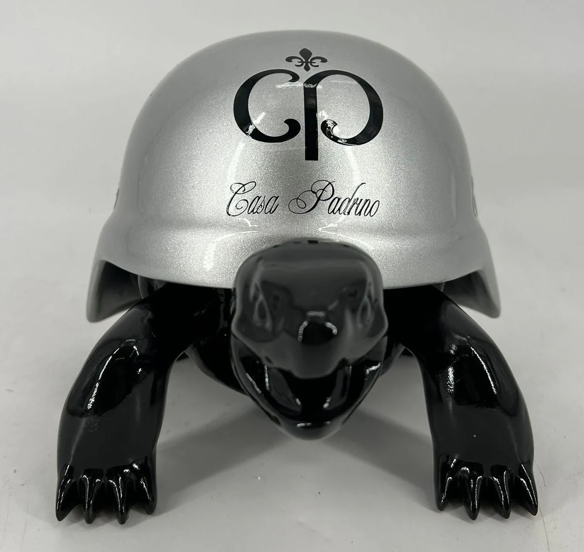 Casa Padrino figura decorativa de lujo tortuga negro / plata 40 cm - Accesorios decorativos