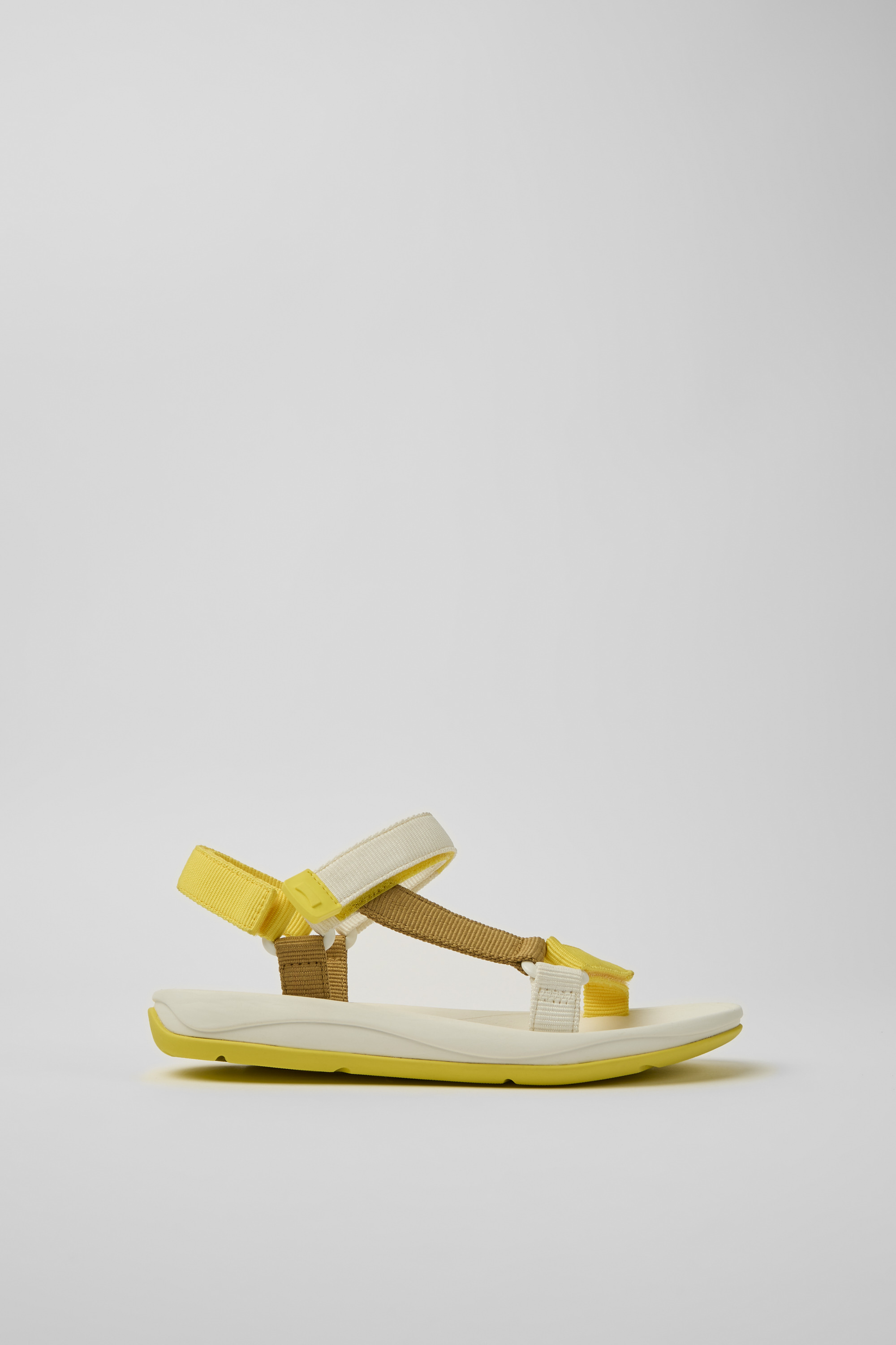 Match - Yellow, white, and brown sandals for women