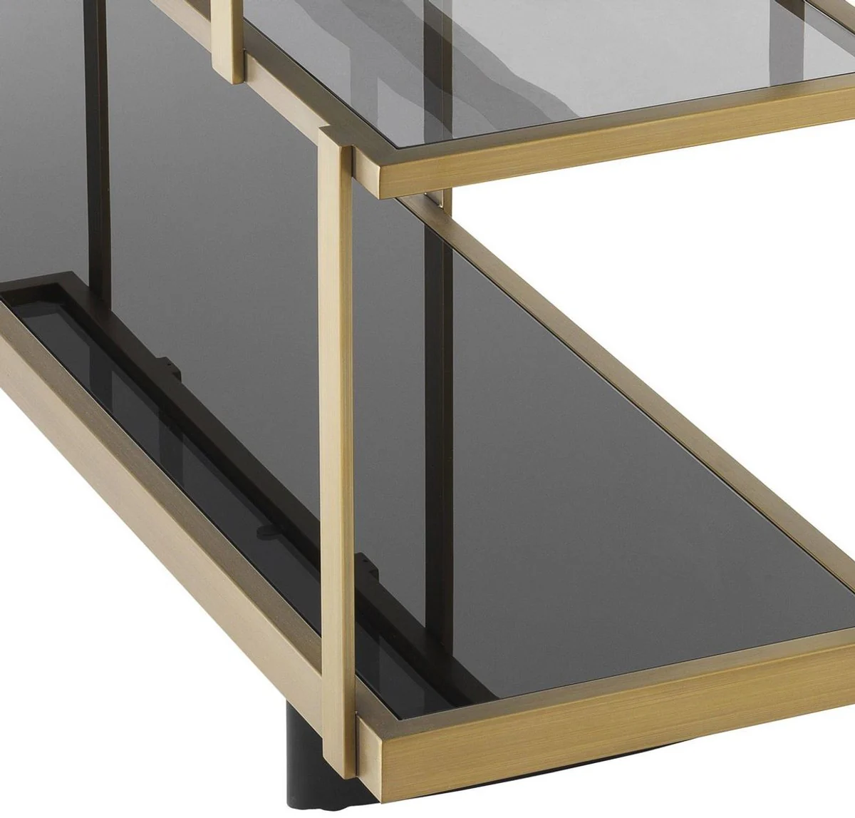 Casa Padrino consola de lujo lat¨®n / negro 180 x 46 x A. 91 cm - Armario de acero inoxidable con estantes de vidrio - Armario con estantes - Armario sala de estar - Armario de oficina - Calidad de Lujo