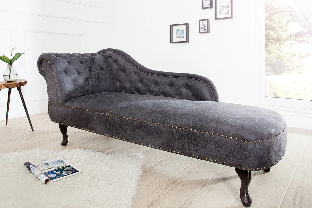 Chesterfield Recamiere / chaise longue Gris antiguo de la casa Casa Padrino - sal¨®n chaise longue