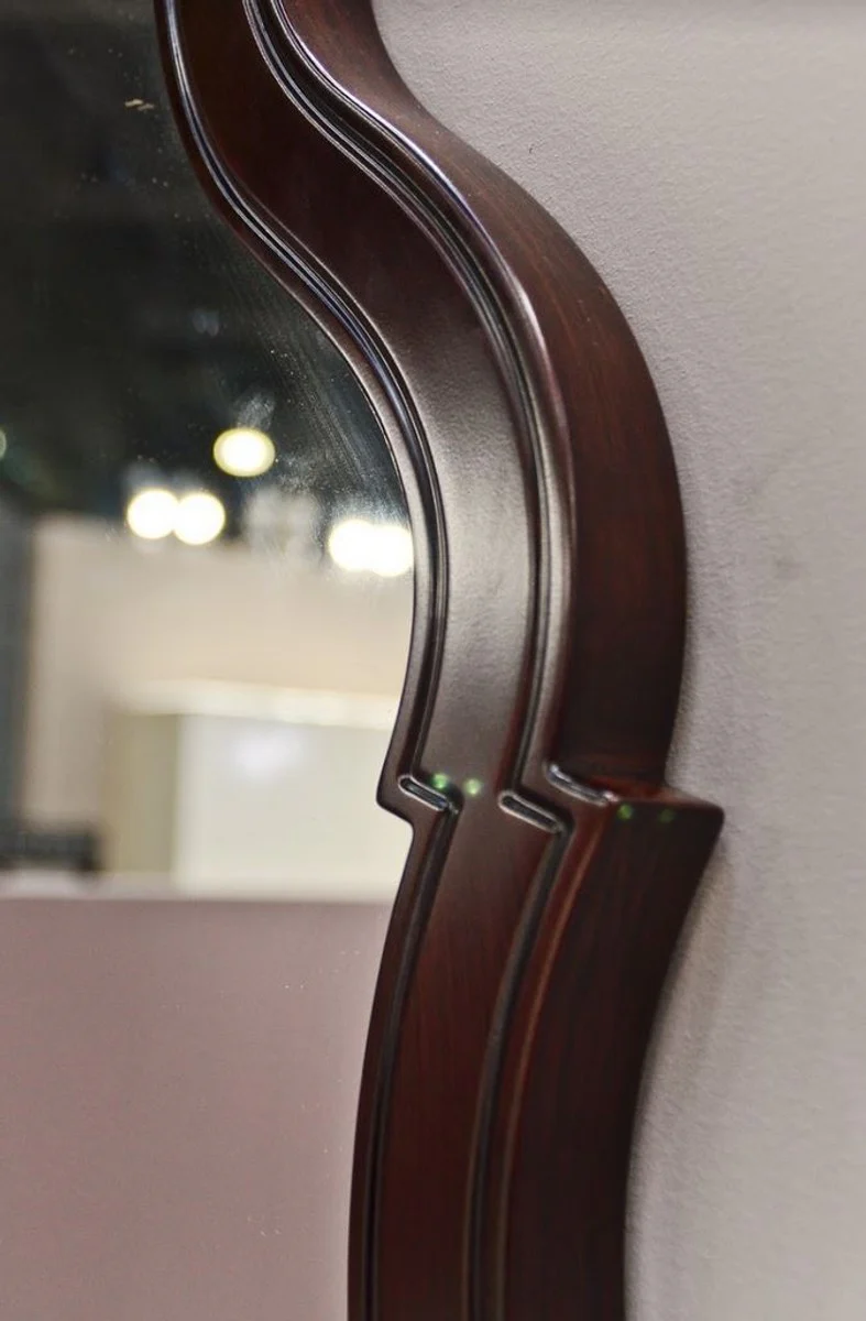 Casa Padrino espejo Art Deco marr¨®n oscuro 89 x 3 x A. 89 cm - Elegante espejo de pared de caoba - Espejo de armario - Espejo de sal¨®n - Muebles Art Deco