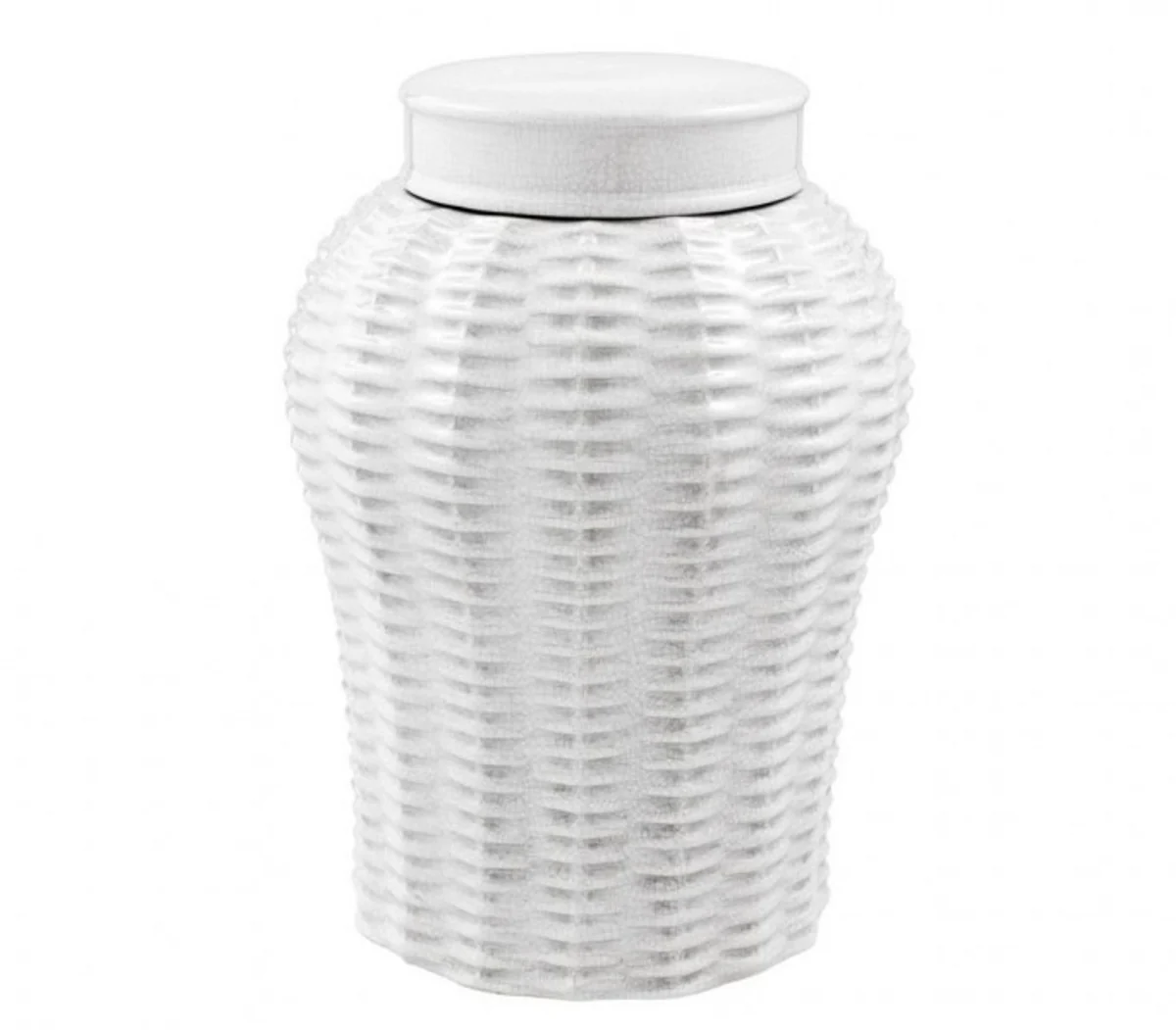 Casa Padrino designer ceramic vase with lid white diameter 26 x H. 36.5 cm - Luxury Vase
