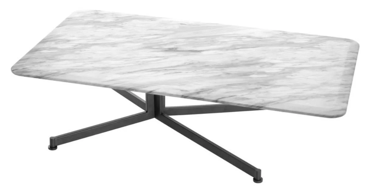 Casa Padrino mesa de centro de lujo blanco / negro 140 x 80 x H. 39 cm - Muebles de Salón