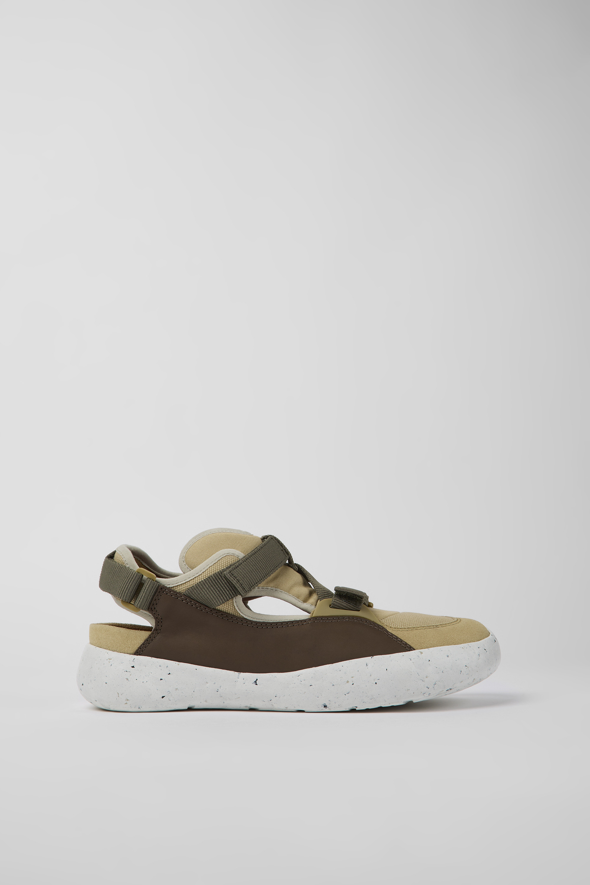 Peu Stadium - White non-dyed leather and textile semi-open sneakers for men