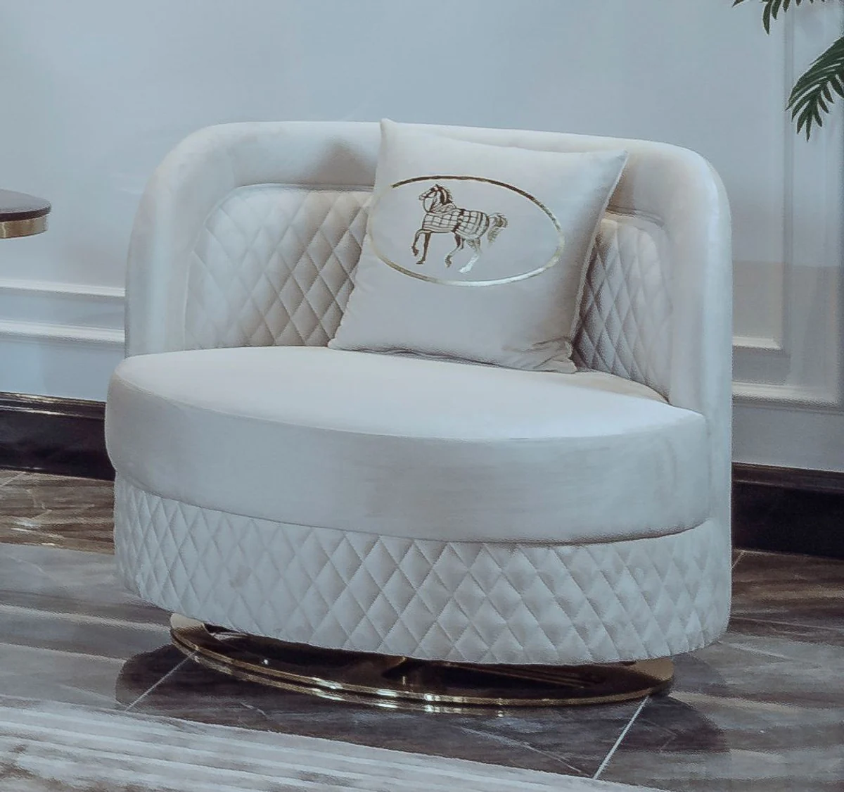 Casa Padrino sill¨®n de sal¨®n y hotel de lujo crema / oro 85 x 82 x A. 80 cm