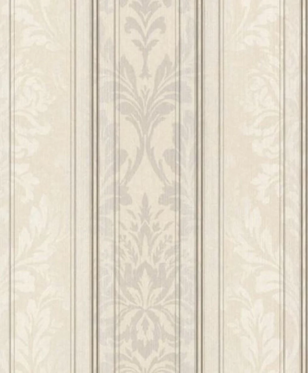 Casa Padrino papel tapiz textil barroco crema / gris / blanco / antracita 10,05 x 0,53 m - Papel Pintado de la Sala de Estar - Accesorios Decorativos