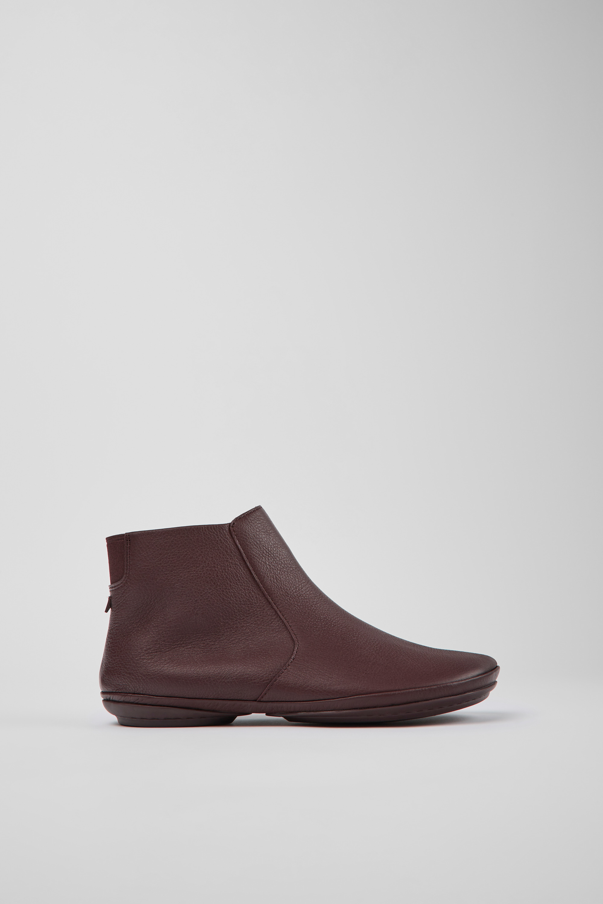 Right - Burgundy leather ankle boots for women