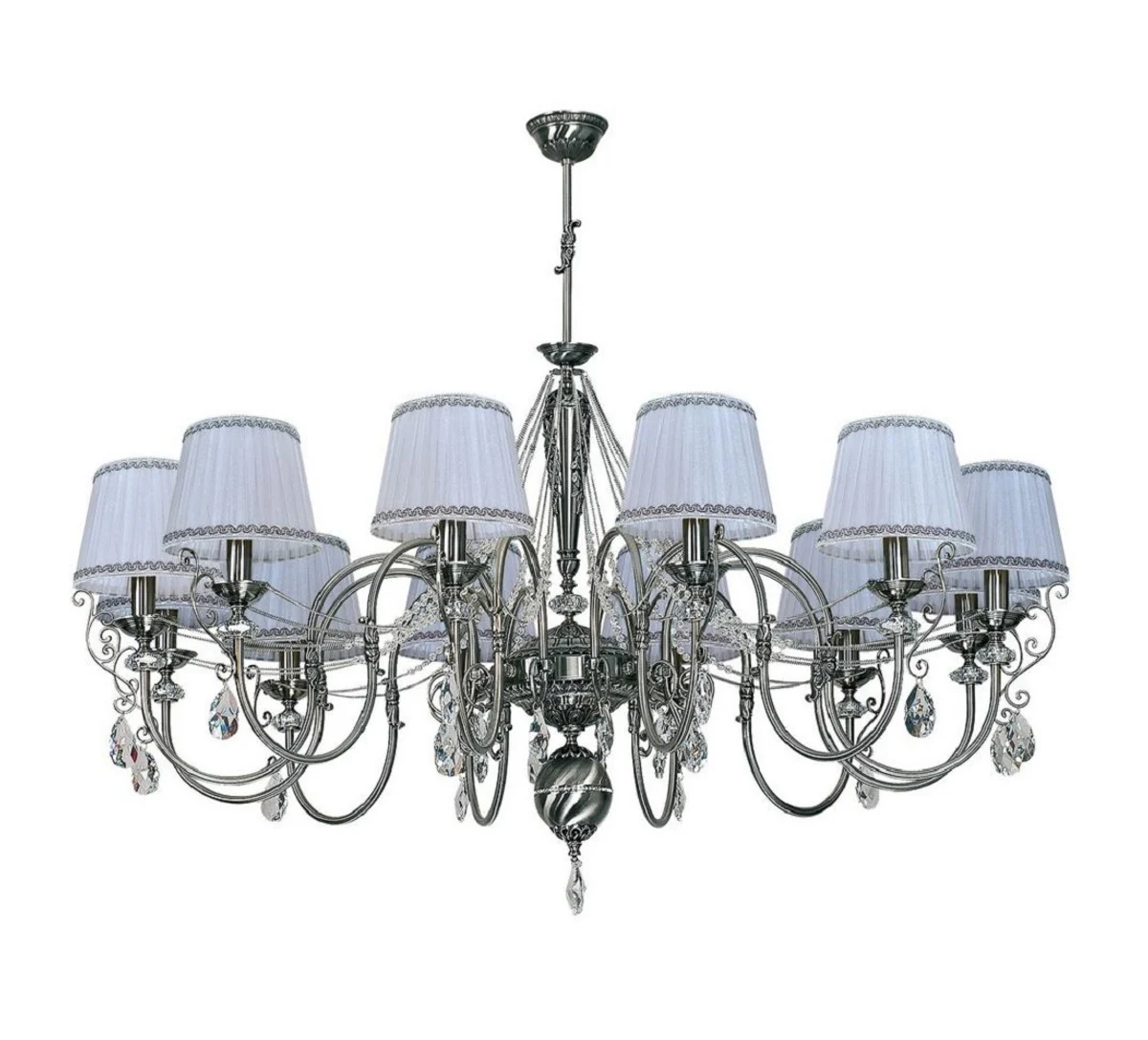 Casa Padrino ara?a de luces barroco de lujo plata / negro / blanco ? 130 x A. 80 cm