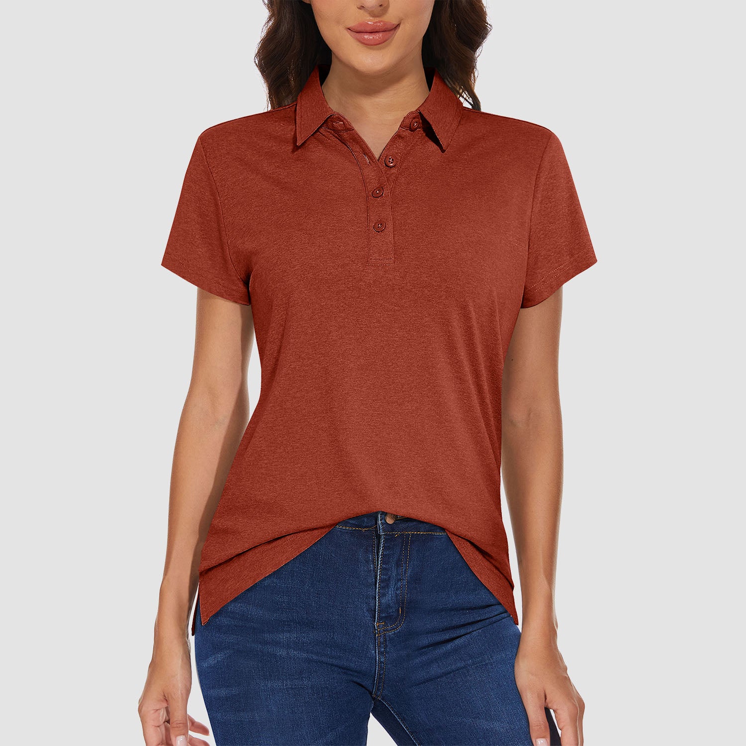 Women's Polo T-shirt 4 Buttons Casual T-Shirts Quick Dry Short Sleeve Golf Shirt