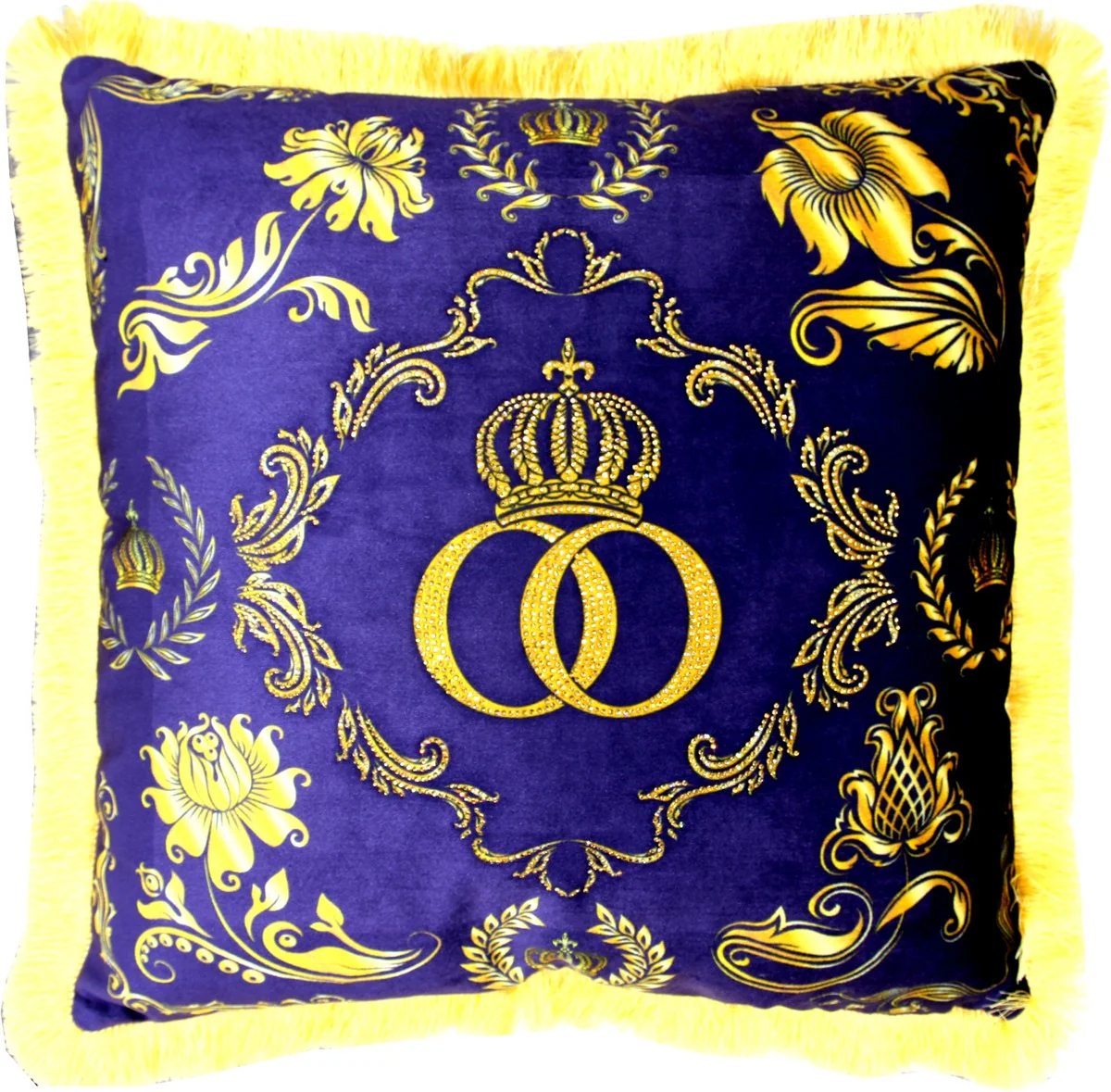 Almohada barroca decorativa de lujo Harald Gl??ckler Pomp??s de Casa Padrino corona p¨²rpura-topo / oro deluxe con pedrer¨ªa - Gl??ckler almohada