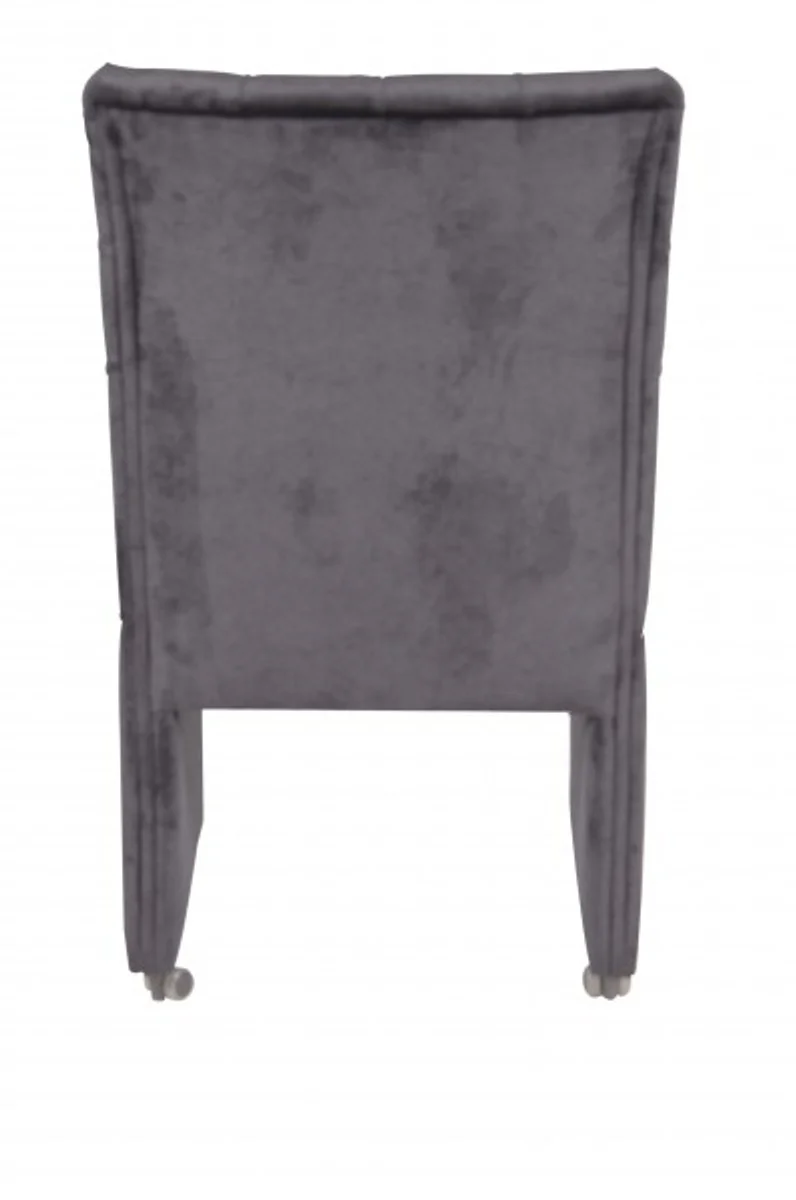 Casa Padrino Designer Dining chair / modef 320 Black Velvet - Hotel Facilities - chair with casters
