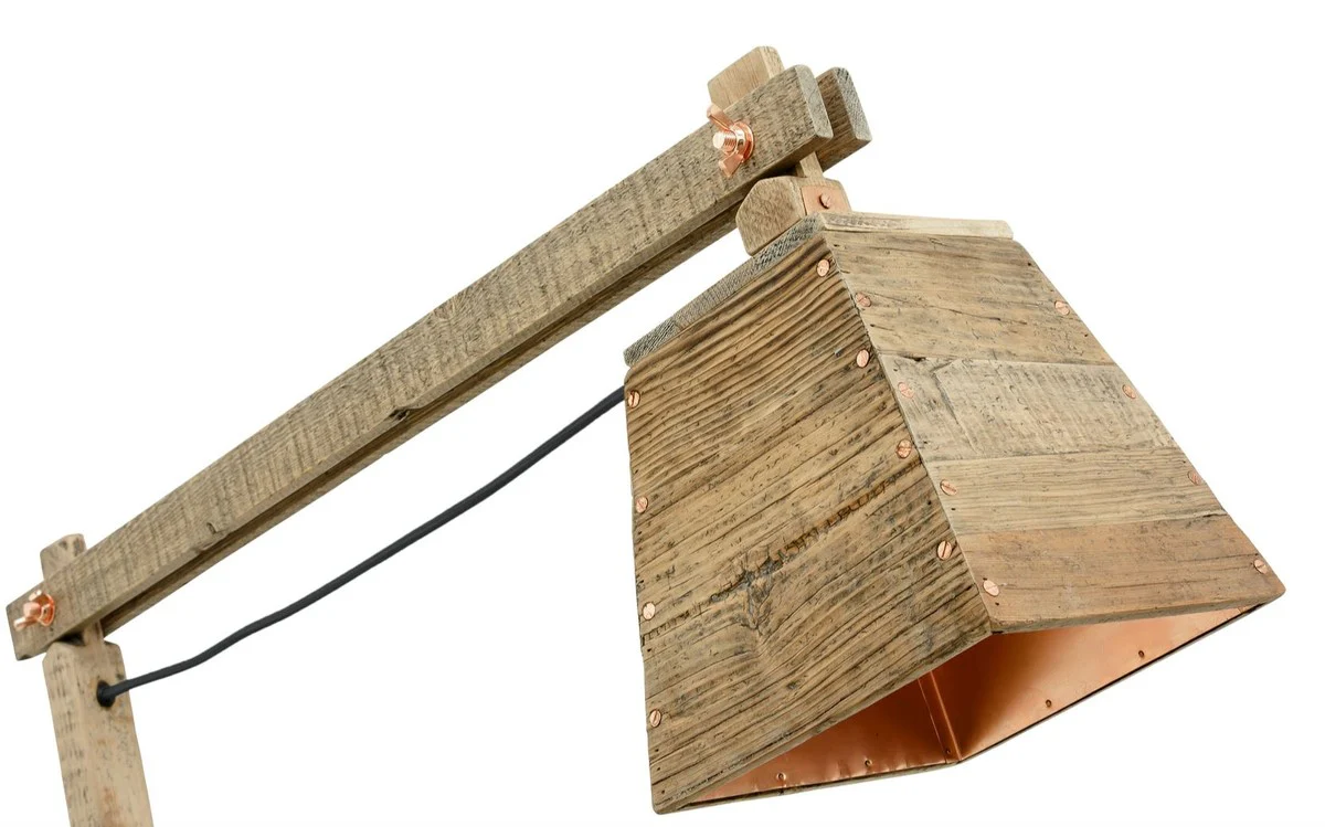 Casa Padrino lámpara de mesa de madera de pino colores naturales 90 x 30 x H. 105 cm - Lámpara de Mesa de Lujo con Cable Negro