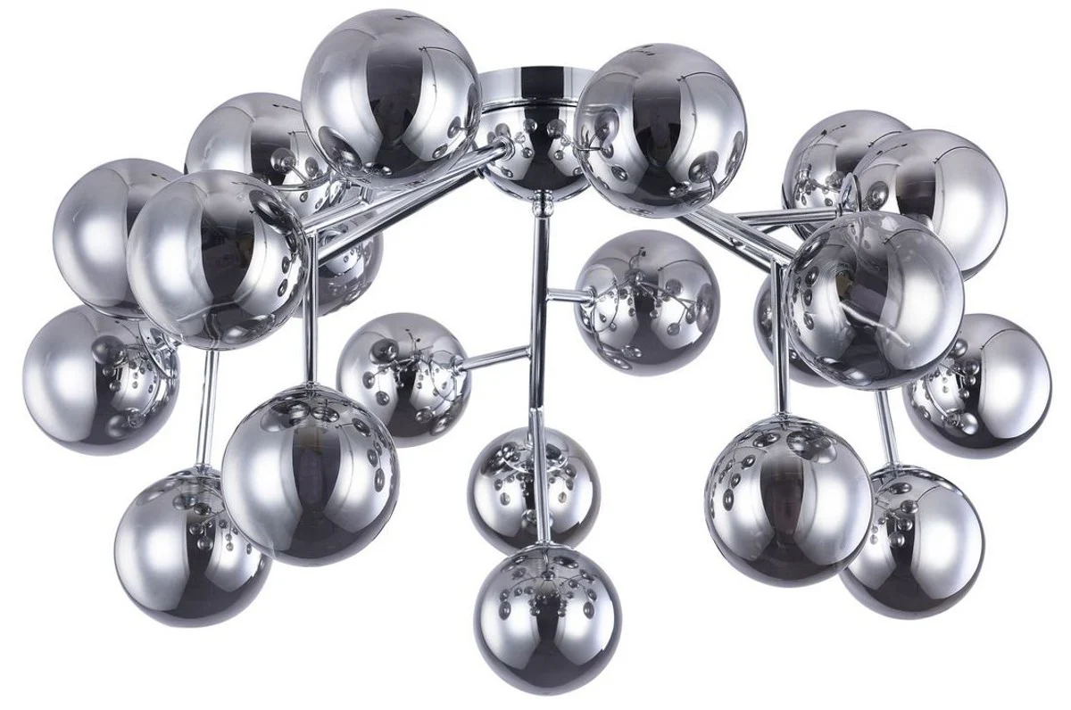 Casa Padrino Living Room Ceiling Lamp Silver Ø 75 x H. 25 cm - Ceiling Light with Spherical Lampshades