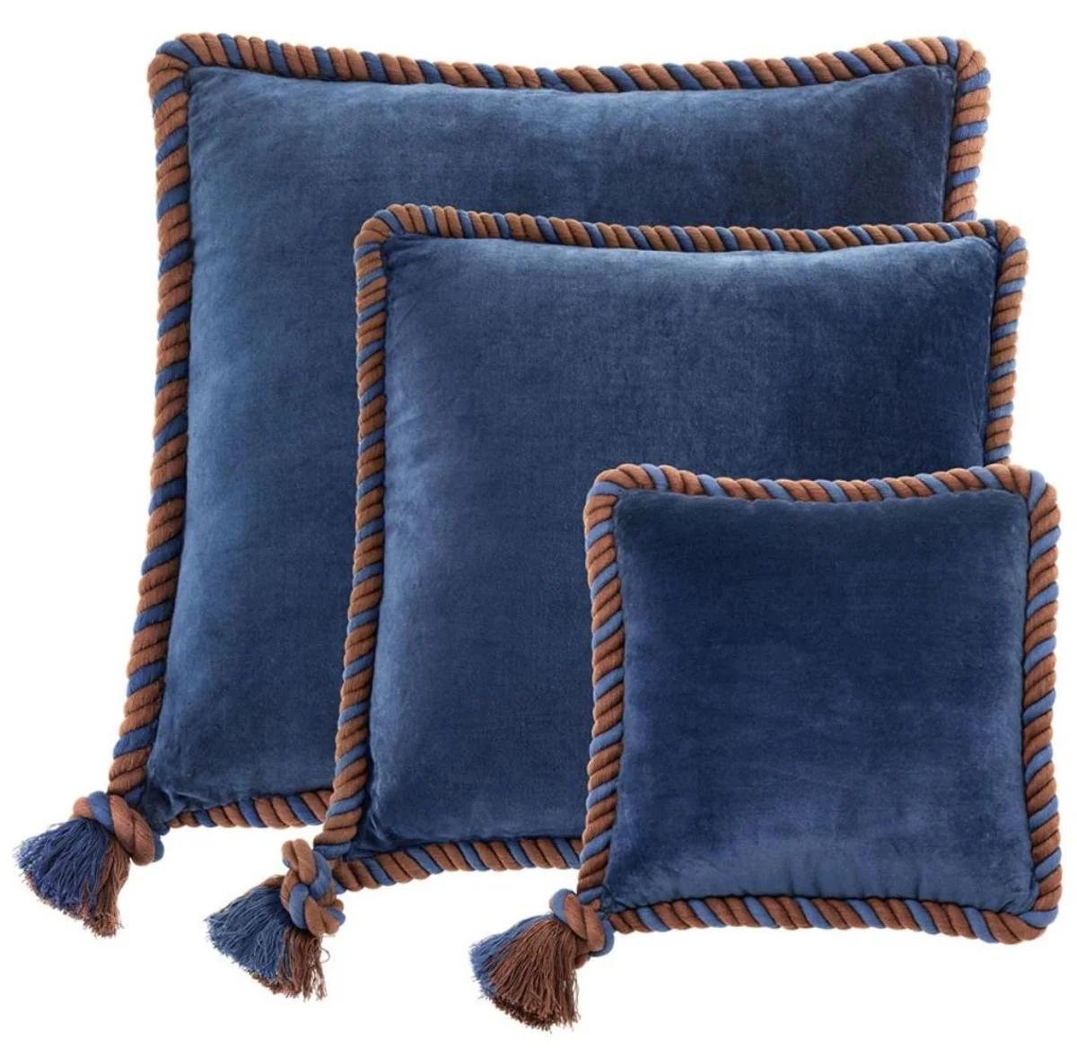 Casa Padrino juego de cojines de 3 marino azul - colección de sala de estar / hotel de lujo