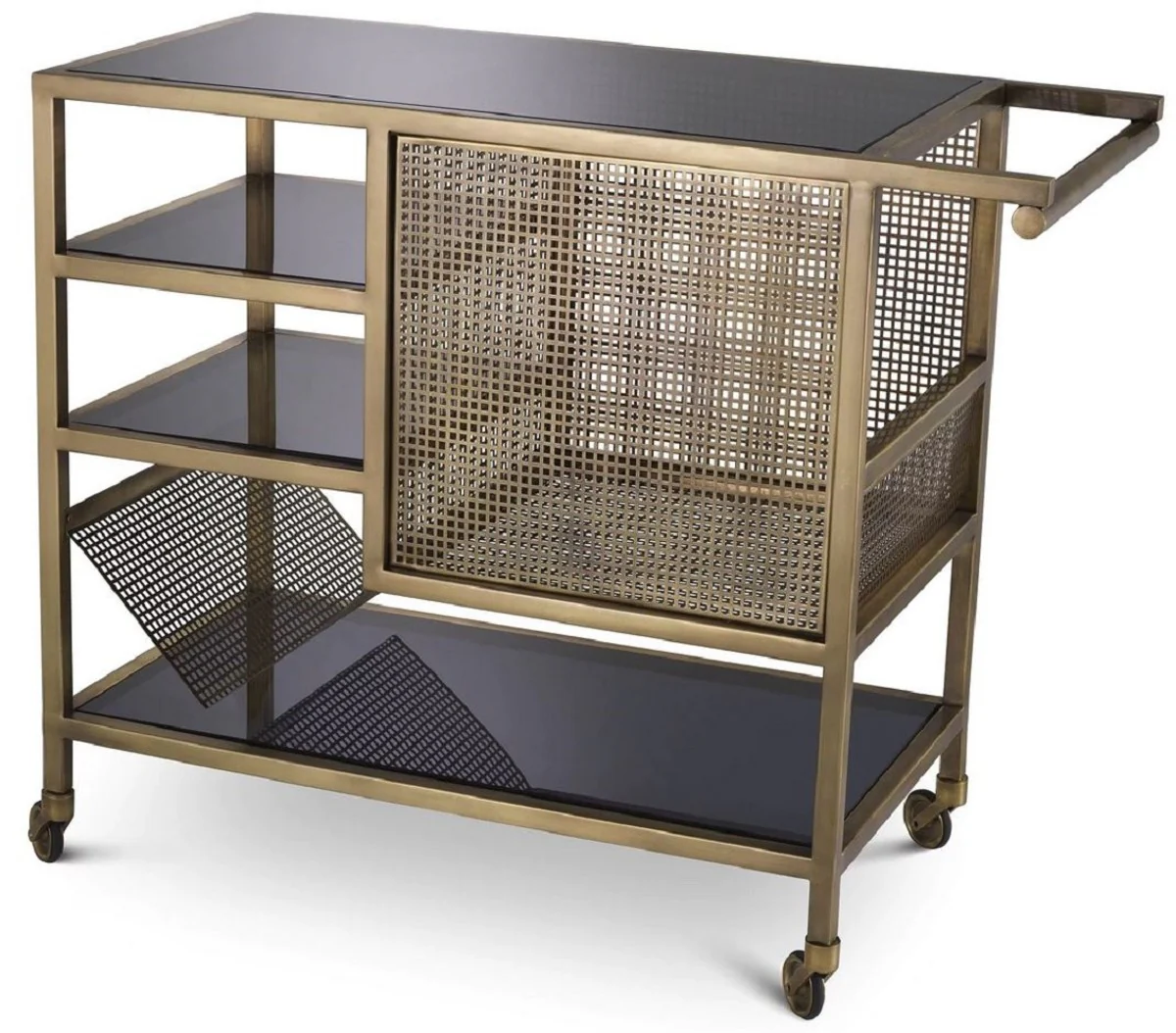 Casa Padrino carrito de servicio de lujo lat¨®n vintage / gris 85 x 40 x A. 71 cm - Carrito gastron¨®mico restaurante hotel - Accesorios gastron¨®mico restaurante hotel lujo - Muebles de lujo