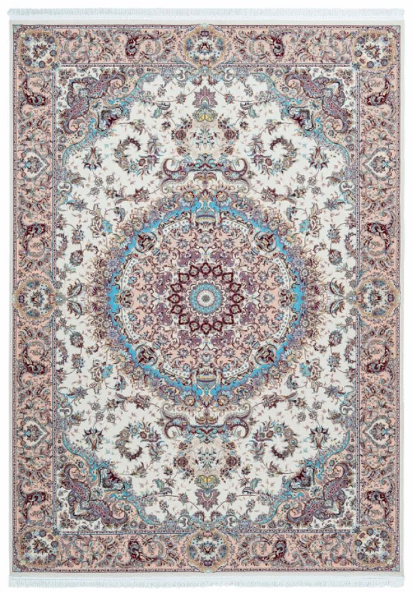 Casa Padrino alfombra de fibra sintética de lujo con franjas marfil / beige / turquesa - Diferentes Tamaños - Alfombra de salón rectangular en estilo oriental