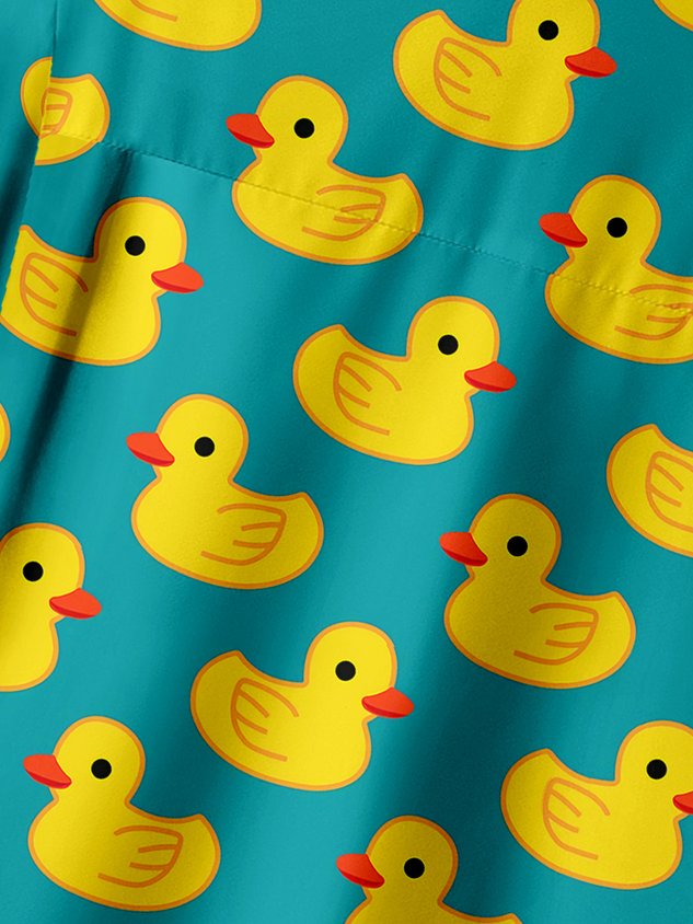 Ducks Chest Pocket Short Sleeve Hawaiian Shirt