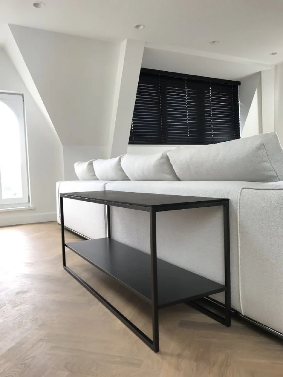 Casa Padrino consola de lujo gris antracita 120 x 35 x A. 51 cm - Consola de madera maciza con estructura de acero inoxidable - Muebles de Lujo