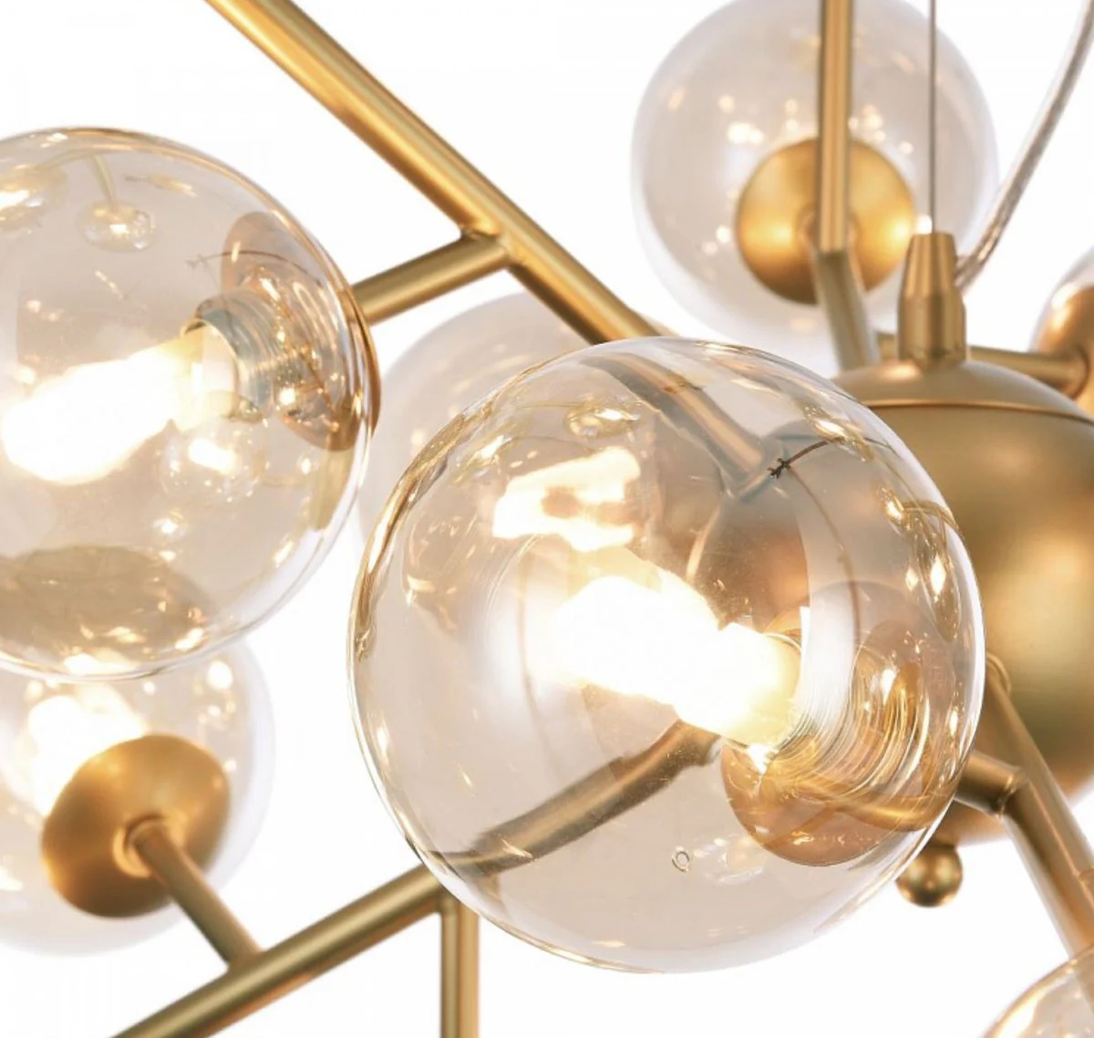 Casa Padrino lámpara colgante de salón oro Ø 65 x H. 40 cm - Lámpara Colgante con Pantallas Esféricas