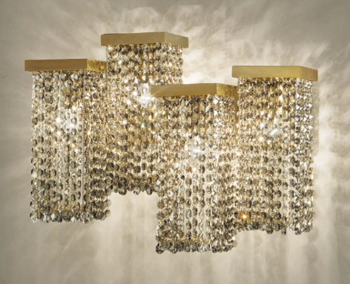 Casa Padrino lámpara de pared de cristal de lujo latón 50 x 23 x A. 40 cm - Aplique de salón - Aplique de hotel - Aplique de restaurante - Lámparas de lujo - Calidad de lujo - Hecho en Italia