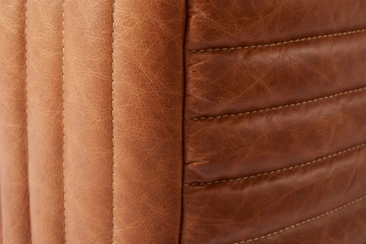 Casa Padrino luxury genuine leather armchair brown 127 x 110 x H. 67 cm - Hotel Leather Furniture