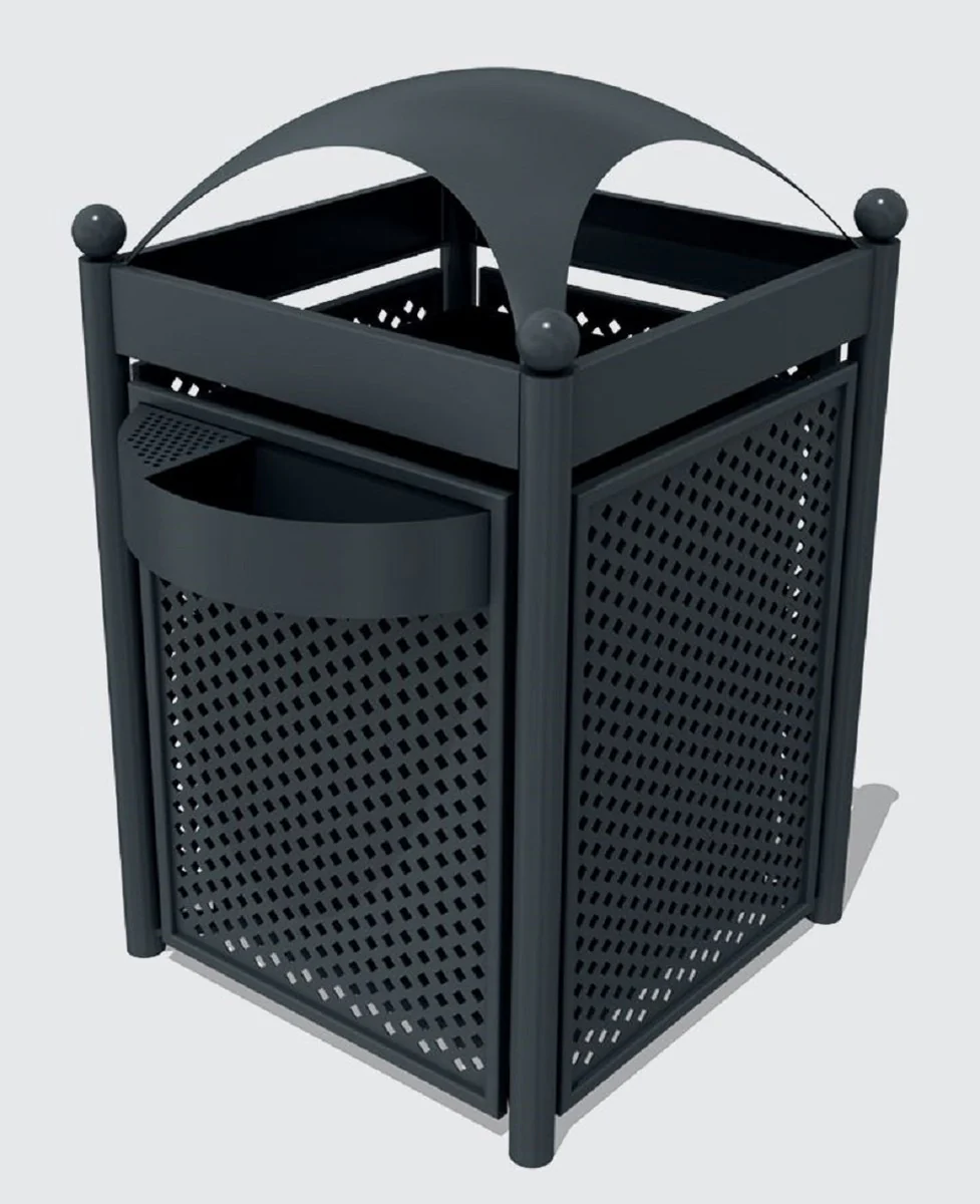 Casa Padrino papelera de parque gris oscuro A. 110 cm - Papelera urbana - Papelera de metal