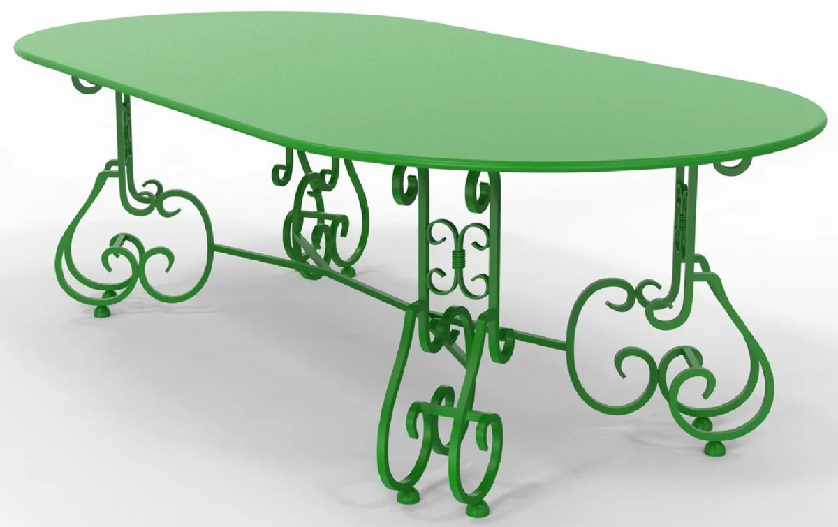 Casa Padrino mesa de jardín Art Nouveau 245 x 120 x A. 73,5 cm - Varios Colores - Mesa de jardín y terraza ovalada de hierro forjado - Muebles de jardín y terraza Art Nouveau de hierro forjado