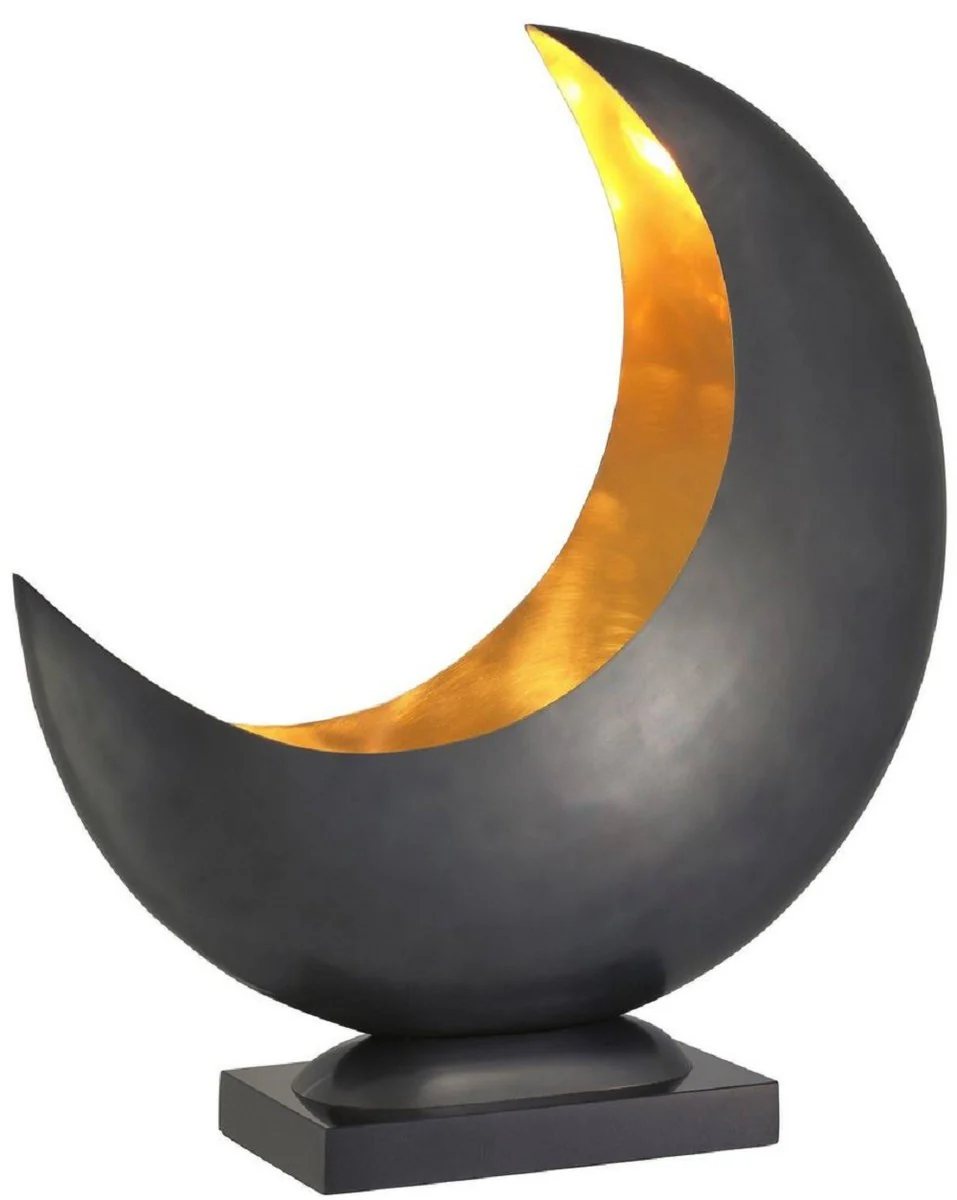 Casa Padrino lámpara de mesa de diseño gris antracita / latón 48 x A. 53 cm - Lámpara de mesa moderna con base de granito - Lámpara de salón