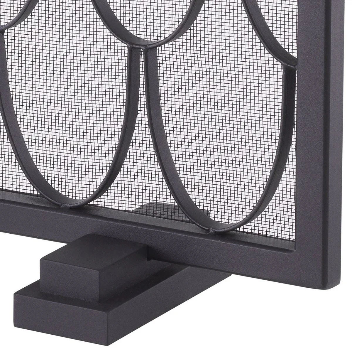 Casa Padrino pantalla de chimenea de lujo negro 84 x 15 x A. 57 cm - Protección contra chispas con patrón de escala - Accesorios de chimenea de lujo