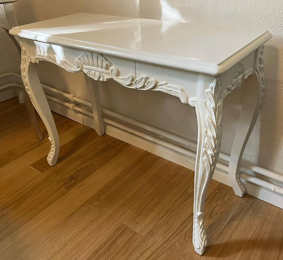 Casa Padrino consola barroco blanco - Mesa consola hecha a mano con caj¨®n - Muebles de madera maciza en estilo barroco - Muebles barrocos - Noble y Magn¨ªfico