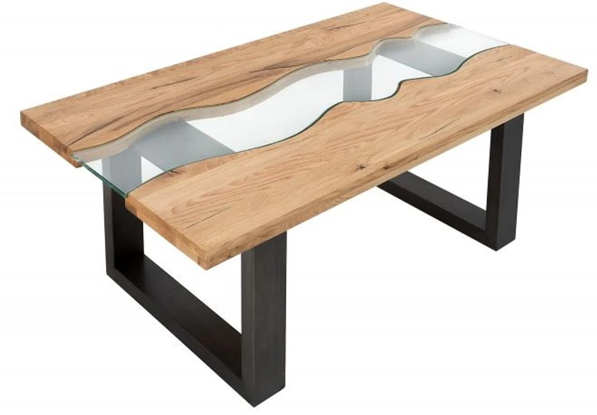 Casa Padrino, mesa de centro de madera maciza Sheesham marrón natural, 110 x h, 40 cm - mesa de la sala