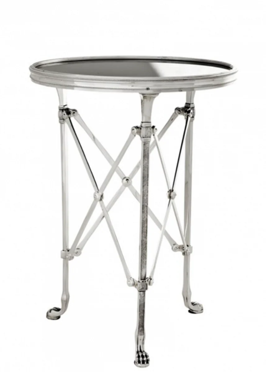 Casa Padrino luxury art deco designer side table antique silver with black glass 42 x H. 55 cm - Luxury Quality