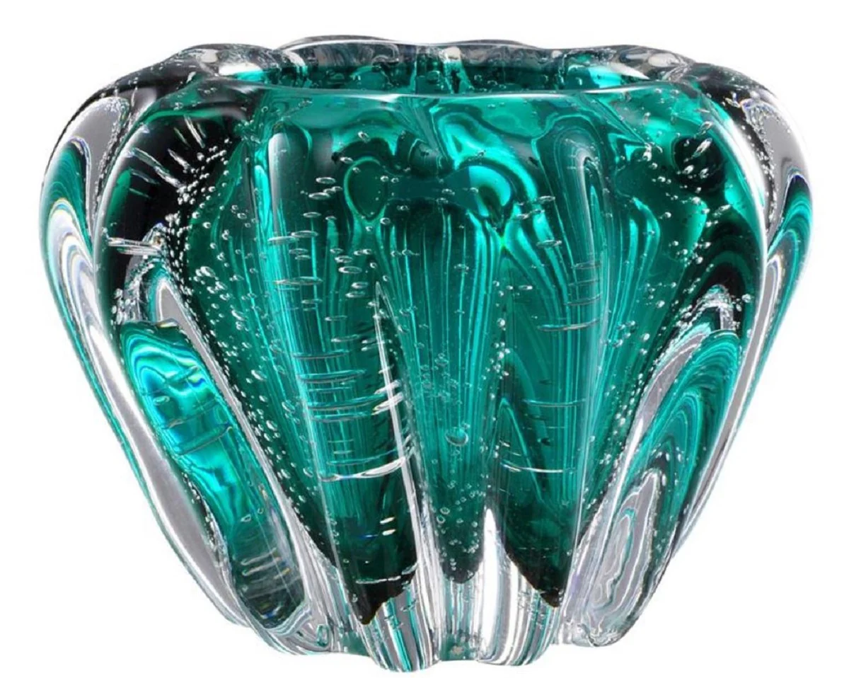 Casa Padrino tazón decorativo de lujo hecho de vidrio soplado turquesa Ø 16 x H. 10 cm - Accesorios Deco