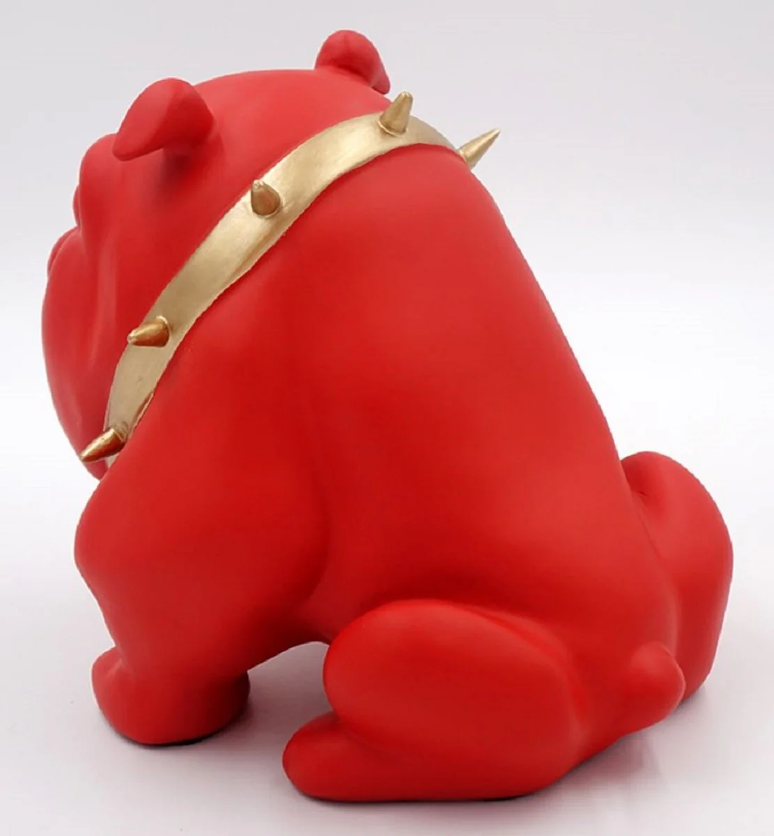 Casa Padrino figura decorativa de lujo perro bulldog con collar rojo / oro A. 55 cm - Escultura decorativa de resina - Decoraci¨®n sal¨®n - Figura animal decorativa de lujo
