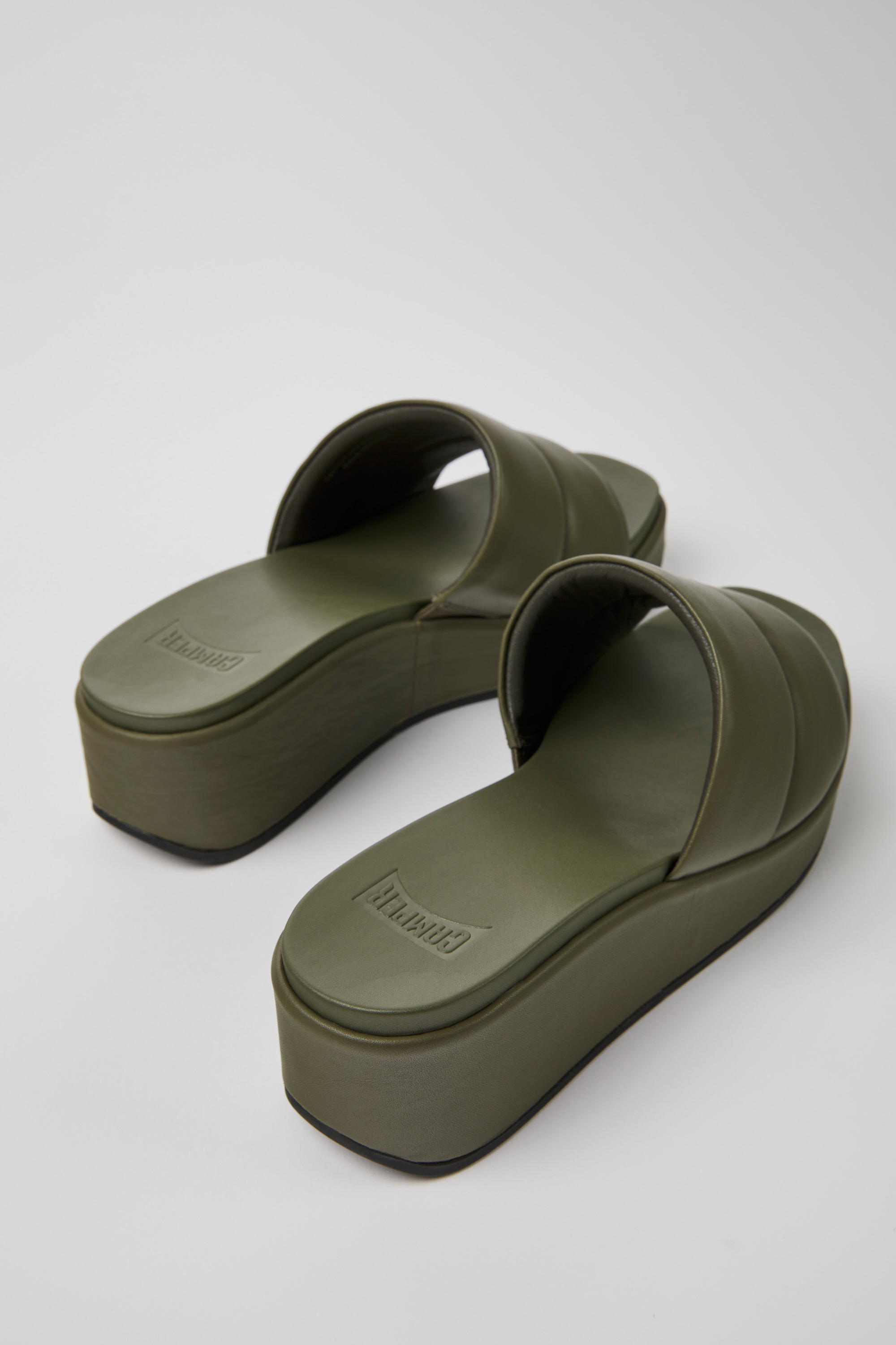 Misia - Green leather sandals for women