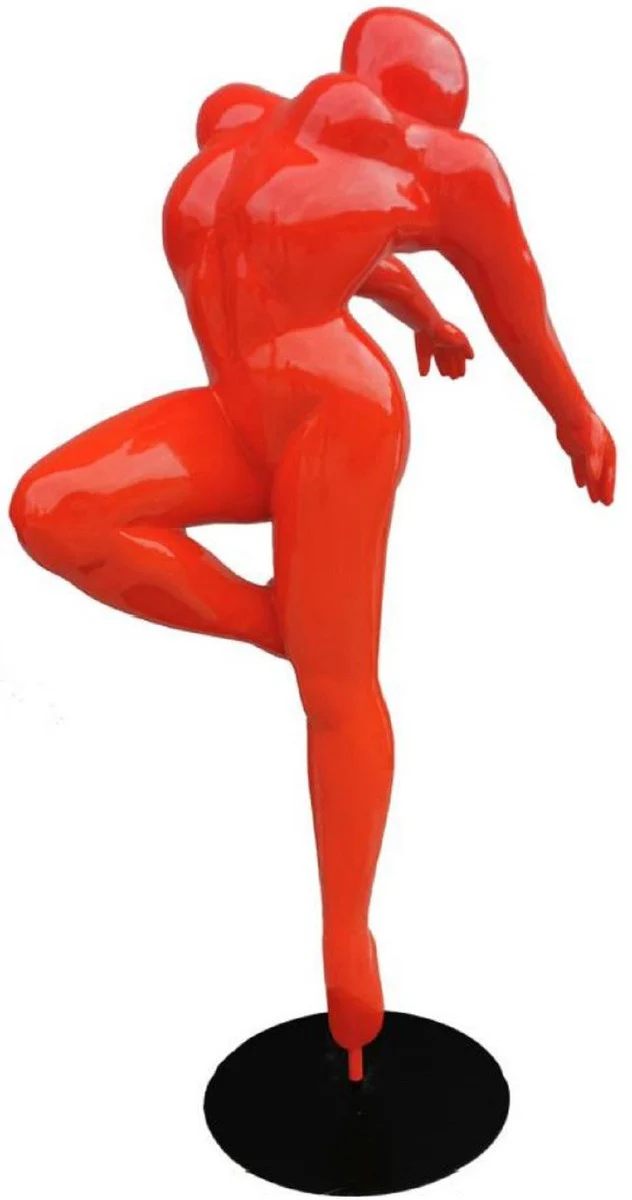Casa Padrino escultura decorativa de lujo bailarina rojo / negro 120 x 60 x A. 165 cm - Figura decorativa tamaño natural - Escultura decorativa XXL de lujo - Figura decorativa XXL de lujo