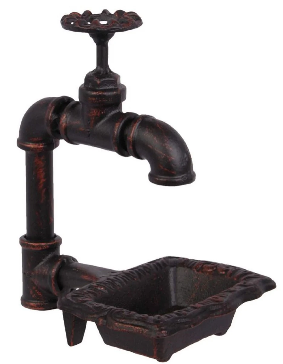 Casa Padrino jabonera de hierro fundido en óptica de grifo negro / rojo 13,5 x 17,3 x H. 20,7 cm - Accesorios de Decoracion