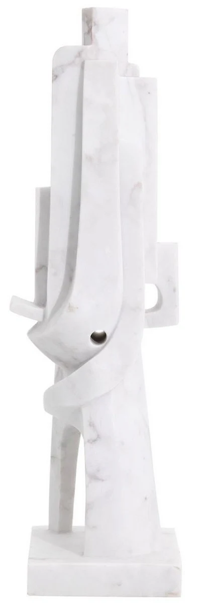 Casa Padrino escultura de mármol de diseño blanco 26 x 24 x A. 91 cm - Figura de decoración noble - Figura de mármol - Accesorios de decoración de sala de estar