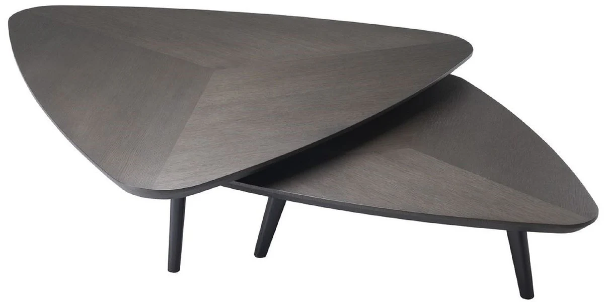 Casa Padrino conjunto de mesa de centro de lujo moca - 2 Mesas de sal¨®n de madera maciza - Muebles de Sala - Calidad de Lujo