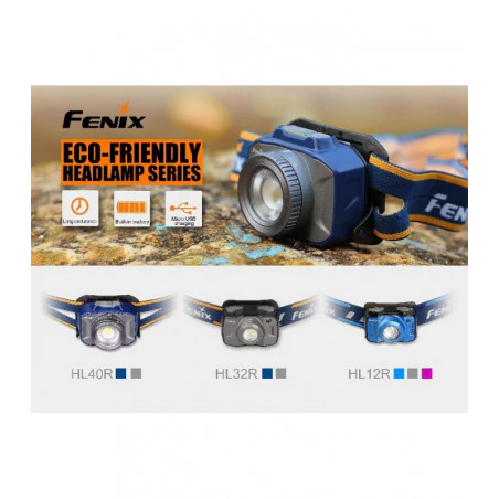 Fenix HL40R Alto Rendimiento Recargable con Zoom azul - Linterna frontal