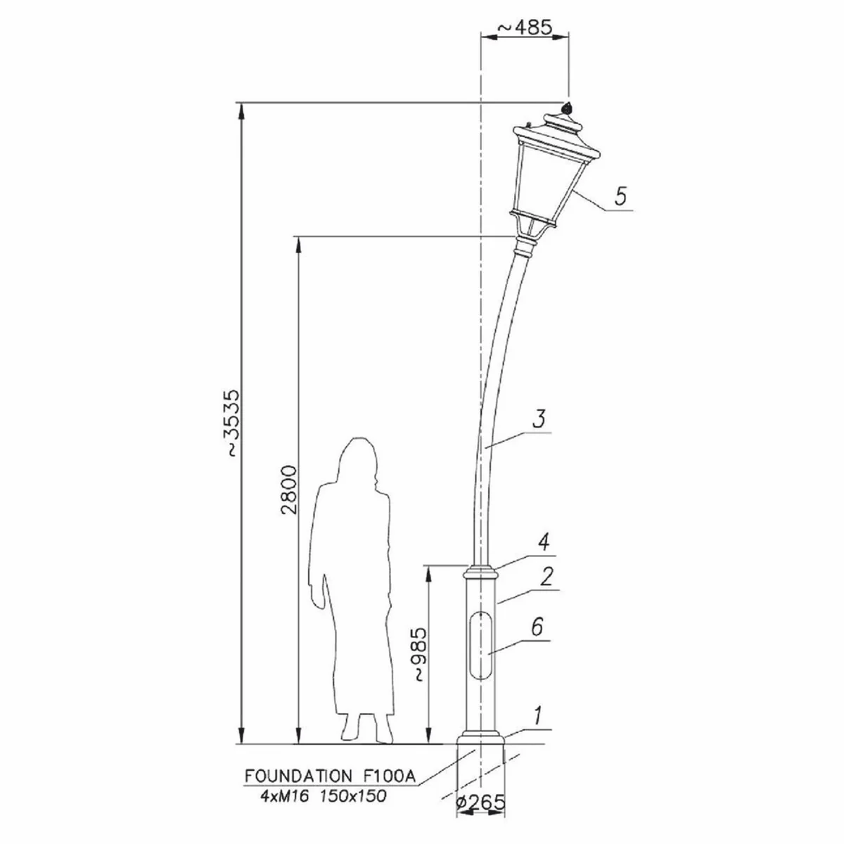 Casa Padrino linterna de jard¨ªn Art Nouveau blanco A. 353,5 cm - Iluminaci¨®n exterior